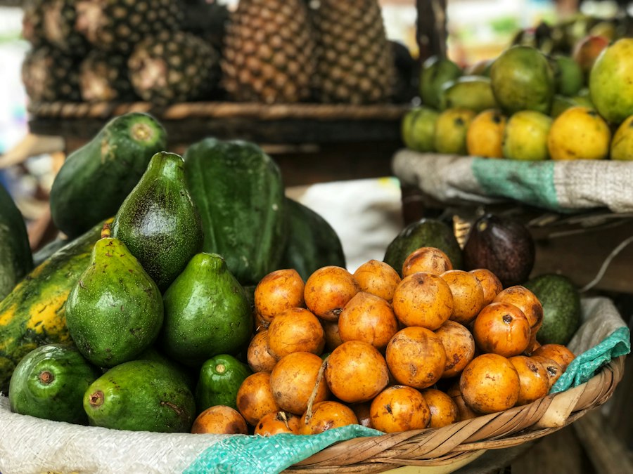 A basket of fresh market produce